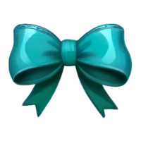 AI generated turquoise ribbon bow png