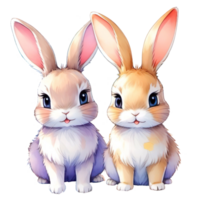 AI generated two cute rabbits png