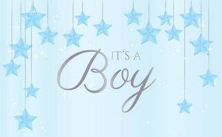 It's a Baby Boy Vector Illustration with Blue Stars