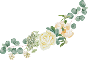 acuarela blanco peonía y Rosa follaje flor ramo de flores guirnalda marco png