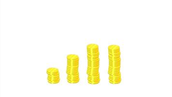 a stack of gold coins on a white background video