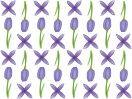 un sin costura modelo de tulipán y lila png transparente antecedentes en un dibujado a mano degradado color primavera floral concepto, ilustración
