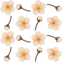 ein nahtlos Muster von Apfel blühen und Apfel blühen Knospung png transparent Hintergrund im ein handgemalt Gradient Farbe Frühling Blumen- Konzept, Illustration