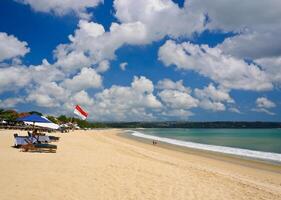 Beautiful summer beach of Jimbaran in bali, Indonesia photo