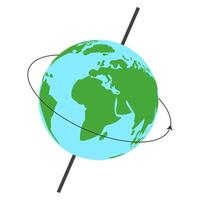 Earth's Axis Isolated Illustration with Earth Globe Rotation vector