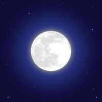 Realistic Full Moon Illustration on Night Sky vector