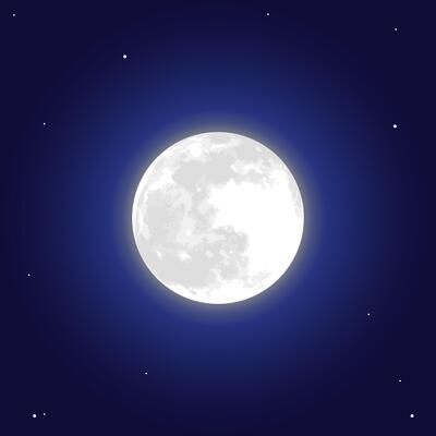 Realistic Full Moon Illustration on Night Sky