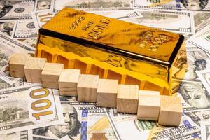 Gold and dollars concept for financial wealth and business success with your text photo