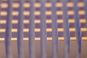 Close-up texture of radiator cooling chips and motherboards photo