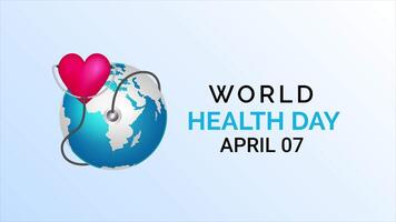 World Health Day text animation with heart 4k animation. video