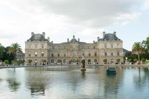 Paris France 02 June 2018 View of the Luxembourg palace, inside the public garden of the same name, one of the largest in Paris. photo