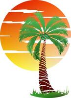 Palm tree illustration. a tropical island with palms. Nature logo icon vector