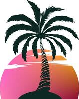 Palm tree illustration. a tropical island with palms. Nature logo icon vector