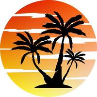 Palm tree illustration. a tropical island with palms. Nature logo icon vector