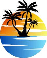 Palm tree illustration. a tropical island with palms. Nature logo icon vector