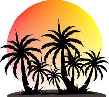 Palm tree illustration. a tropical island with palms. Nature logo icon vector