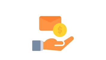 envelope icon animation. dollar coin envelope hand in business basic color 4K video, transparent alpha channel. dollar coin envelope hand animation icon on white background video