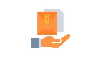 hands and document icon animation. hands and document  in business basic color 4K video, transparent alpha channel. hands and document animation icon on white background video