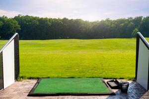 Empty Golf driving range summers sunny day photo