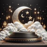 AI generated 3D Ramadan theme product podium, AI generated photo