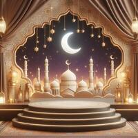 AI generated 3D Ramadan theme product podium, AI generated photo