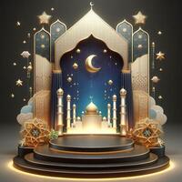 AI generated 3D Ramadan theme product podium, AI generated photo