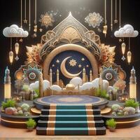 AI generated 3D Ramadan theme product podium, AI generated photo