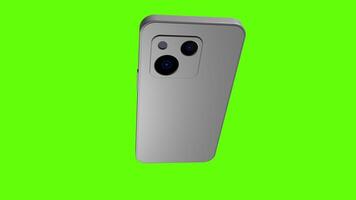 Smartphone with green screen rotating 360 degrees against green background. Loop sequence. 3D animation video