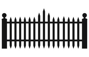 Fence Silhouettes, Set of fence silhouette in flat style vector illustration, Black fence on white background,