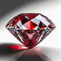 AI generated A large shiny blood diamond is isolated on a white gray background photo