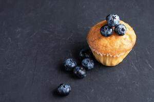 Blueberry antioxidant organic superfood and sweet muffin photo