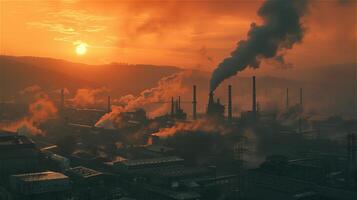 AI generated Air pollution from industrial plants photo