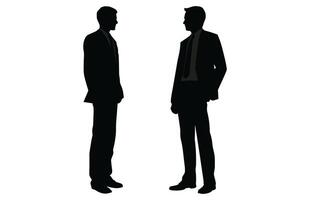 Silhouette Of Two business man Having A Discussion Pack, Two business man Silhouette vector