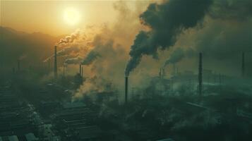 AI generated Air pollution from industrial plants photo