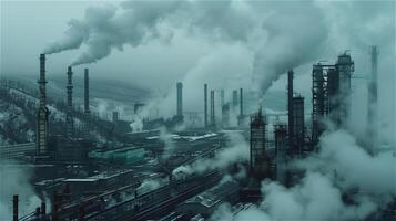 ai generado aire contaminación desde industrial plantas foto