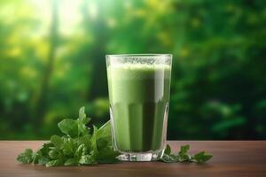 AI generated A glass of vegetable smoothie photo