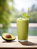 AI generated glass of avocado smoothie photo