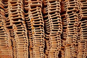Terracotta roof sheets bricks in temple photo