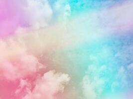 beauty sweet pastel blue and red colorful with fluffy clouds on sky. multi color rainbow image. abstract fantasy growing light photo