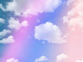 beauty sweet pastel orange and pink colorful with fluffy clouds on sky. multi color rainbow image. abstract fantasy growing light photo