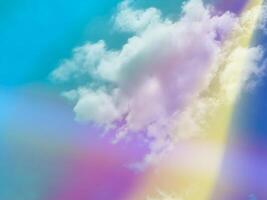 beauty sweet pastel green and violet colorful with fluffy clouds on sky. multi color rainbow image. abstract fantasy growing light. photo