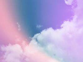 beauty sweet pastel violet and pink colorful with fluffy clouds on sky. multi color rainbow image. abstract fantasy growing light photo