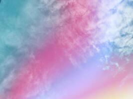 beauty sweet pastel green and pink colorful with fluffy clouds on sky. multi color rainbow image. abstract fantasy growing light photo