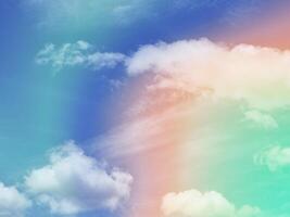 beauty sweet pastel green and orange colorful with fluffy clouds on sky. multi color rainbow image. abstract fantasy growing light photo