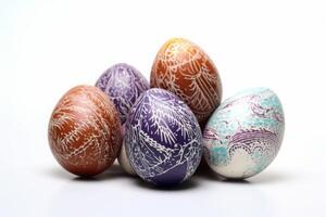 AI generated Perfect colorful handmade eggs isolated on a white background. photo