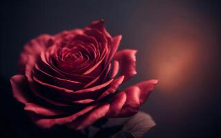 AI generated Soft blur background with rose. Template romantic greeting card with floral photo