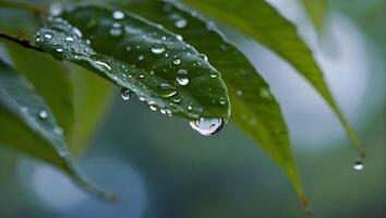 AI generated A leaf with water drops on it photo