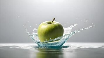 ai generado efímero agua esencia el verde manzana bucear foto