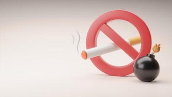 No Smoking concept, white background, 3d rendering photo