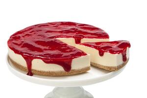 cheesecake with strawberry jam photo